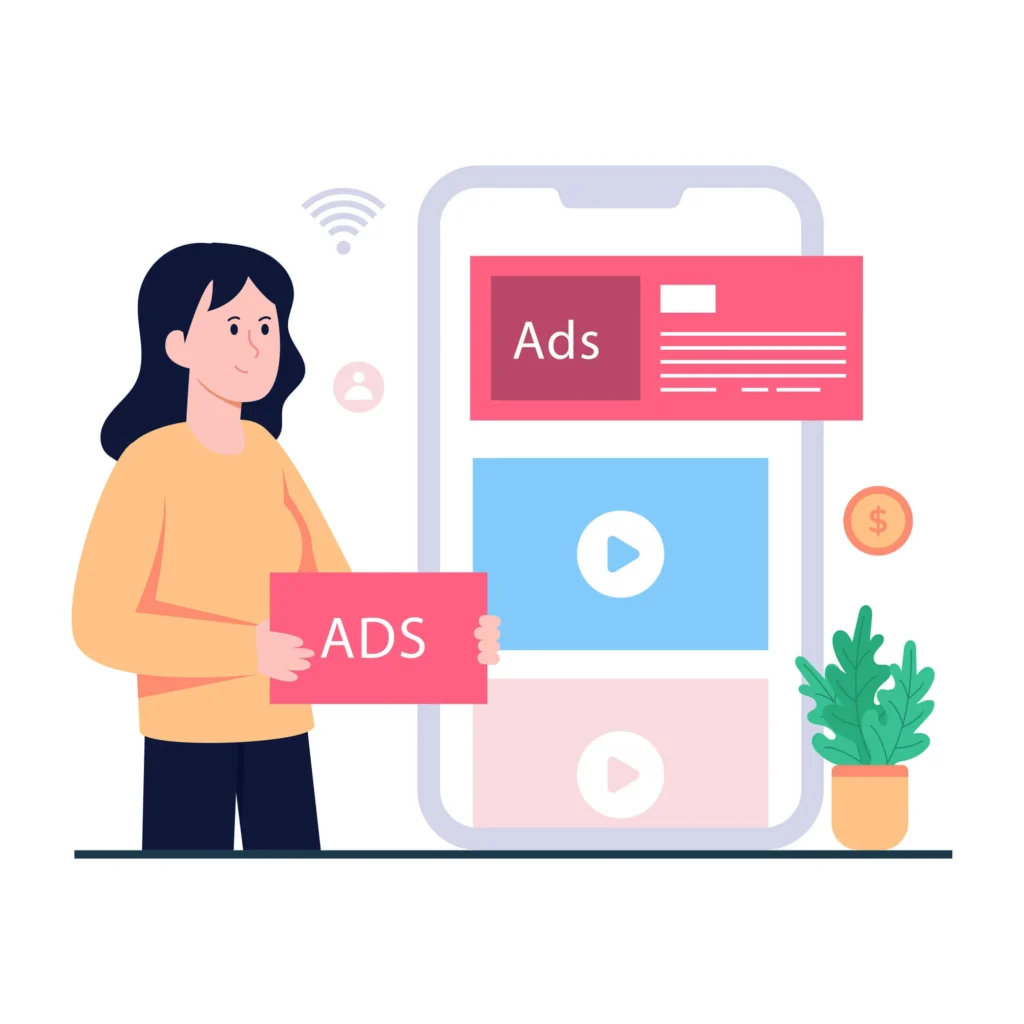 drawing of woman using programmatic advertising platforms