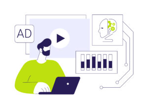drawing of man and ads for AI programmatic advertising