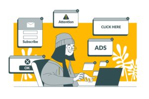drawing of person looking at ads and programmatic audience segments